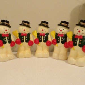 +Dynagood Blow Mold 1997 Lawn Ornament 10 Inch Snowman Broom Set Of 5